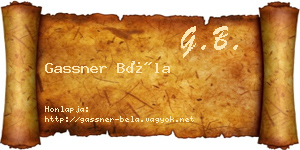 Gassner Béla névjegykártya